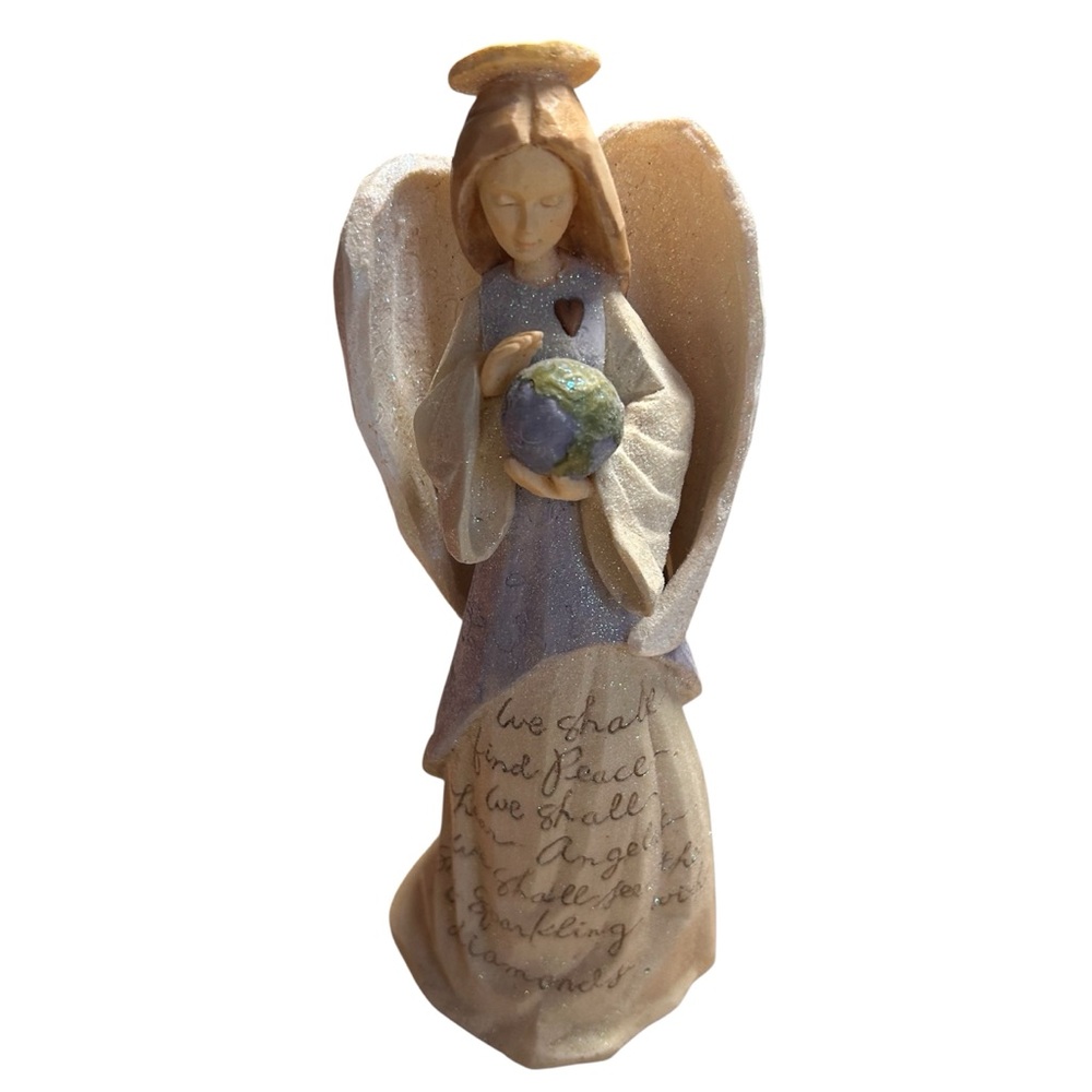Enesco Foundations Angel Resin Figurine We Shall Find Piece,We Shall Hear Angels
